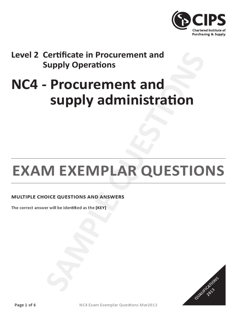 NC4 Administration Multiple Choice Questions PDF Industries Production And Manufacturing