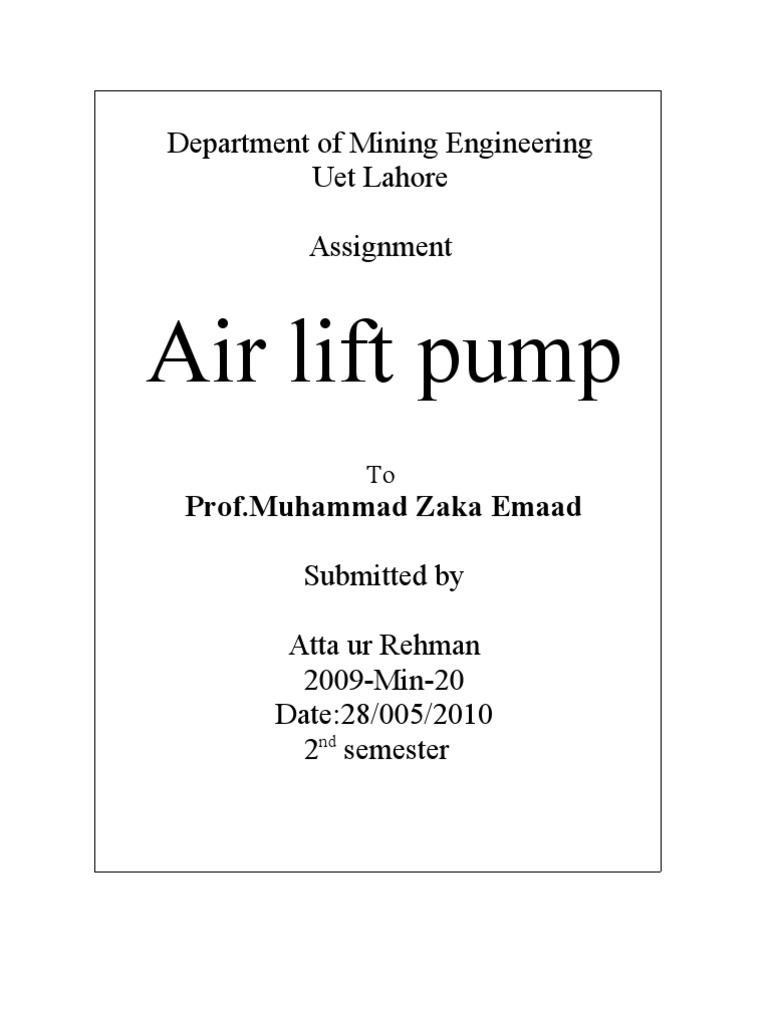 Air Lift Pump PDF Pump Nature