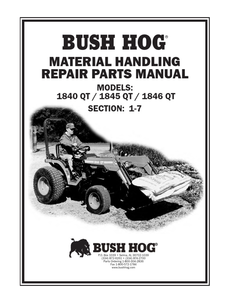 Bush Hog Loader 1845QT Parts Manual Loader (Equipment) Tractor