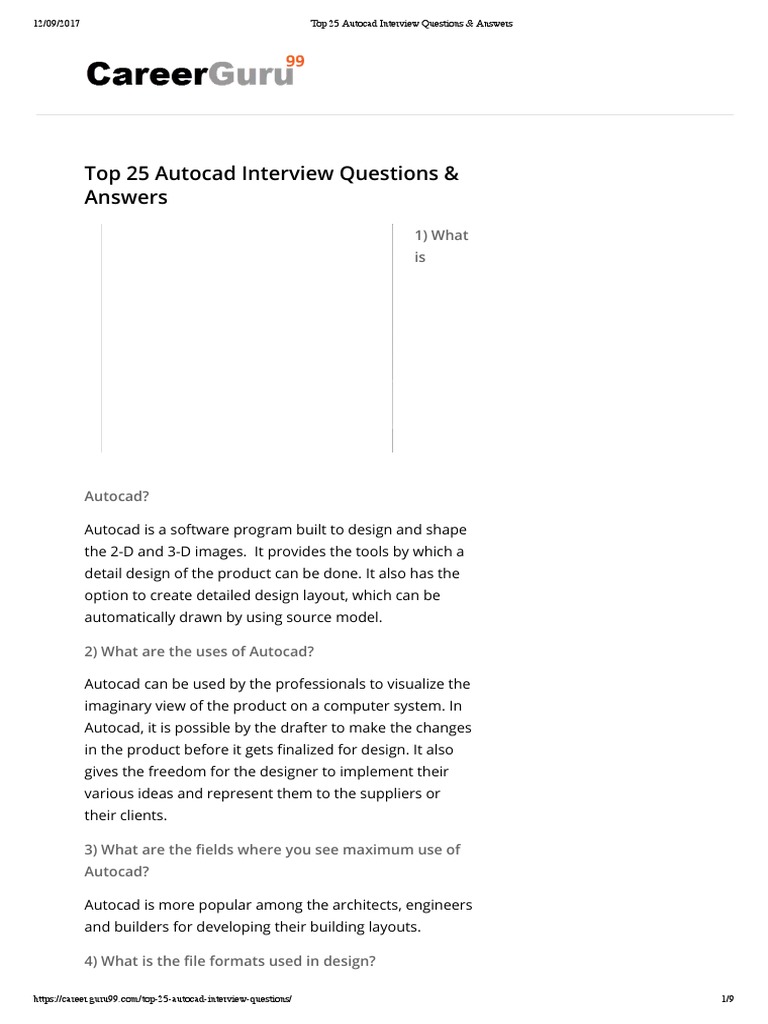 autocad interview questions and answers pdf free download