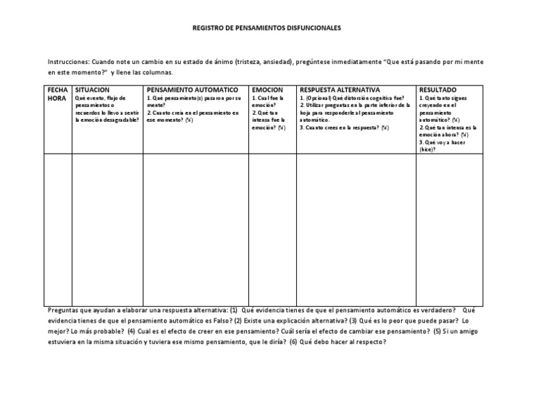 RPD Español | PDF | Terapia cognitiva | Las emociones