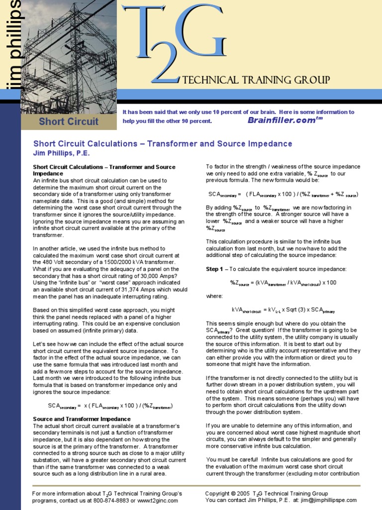 Short Circuit Calculations - Transformer and Source Impedance | PDF ...