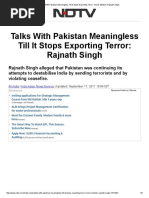 Talks With Pakistan Meaningless Till It Stops Exporting Terror - Home Minister Rajnath Singh