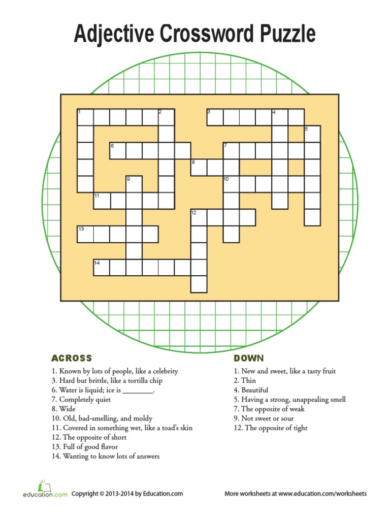 Adjectives Crossword | PDF not nice crossword clue 5 letters
