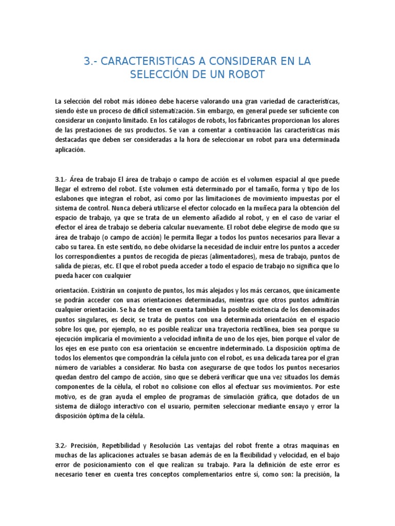 Criterios para La Seleccion de Robots PDF Robot Robótica