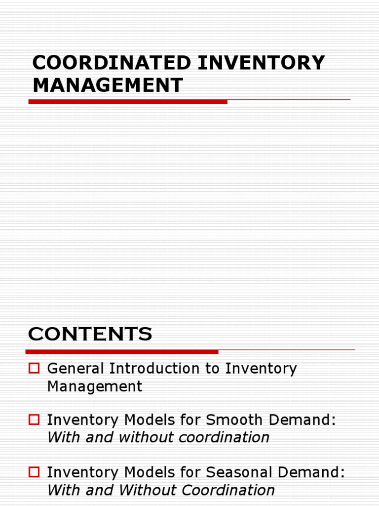 Coordinated Inventory Models Guide | PDF | Inventory | Demand