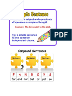 simple and compound sentences notebook handout