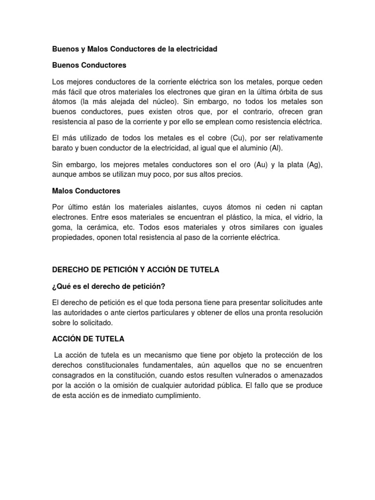 Buenos y Malos Conductores de La Electricidad | PDF | Rieles ...