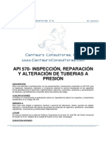 Curso API 570 Inspección, Reparación y Alteración de Tuberías