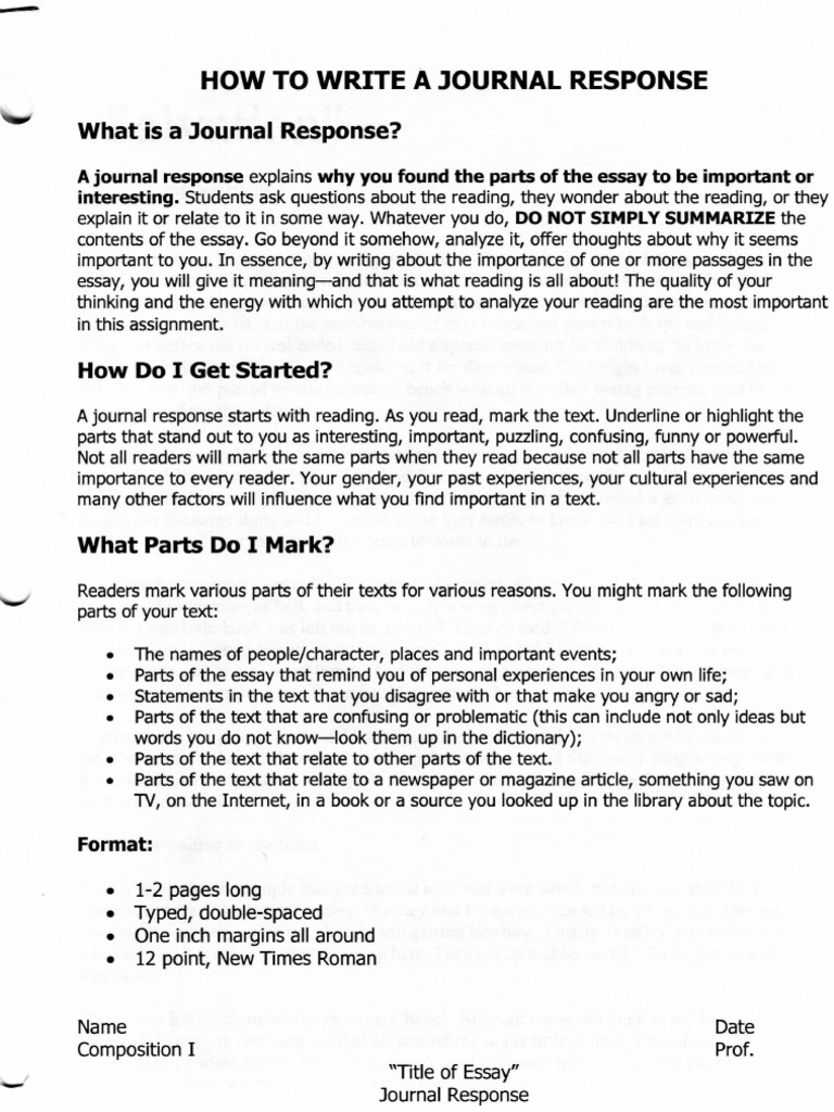 How To Write A Journal Response | PDF