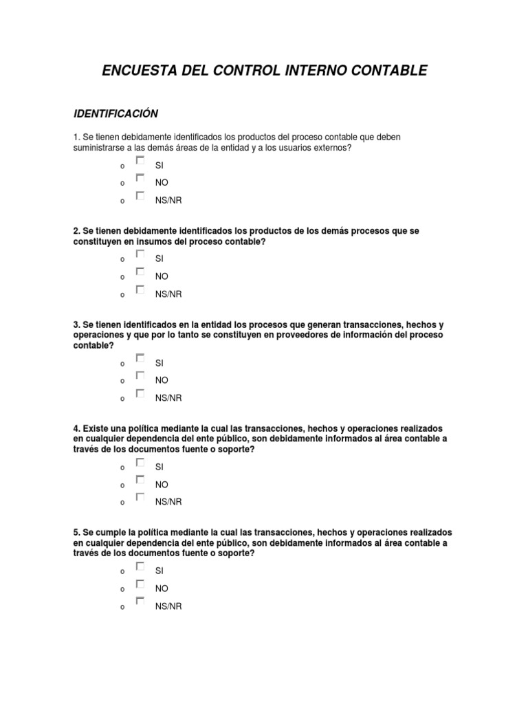 Encuesta sobre Control Interno Contable | PDF | Contabilidad | Business