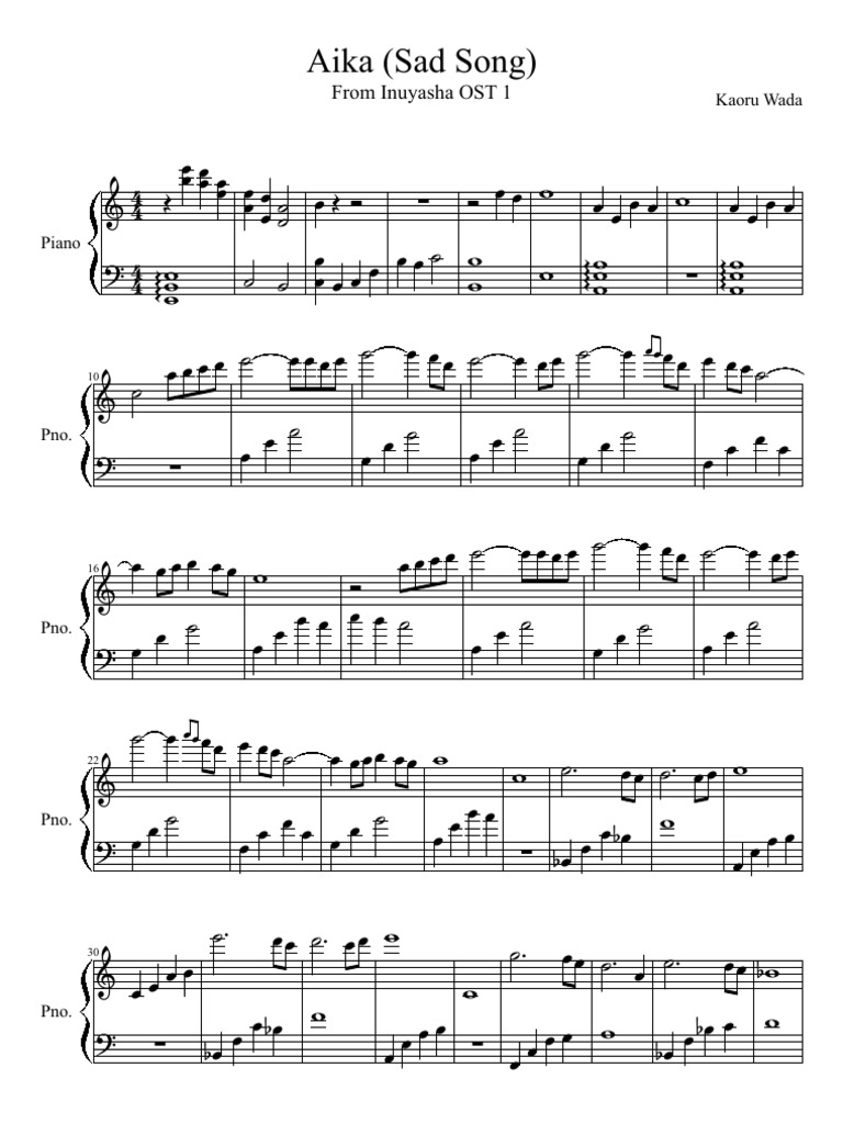 Featured image of post Inuyasha Sad Song Piano Sheet Music It took me a while to find the sheet music and i found myself wondering