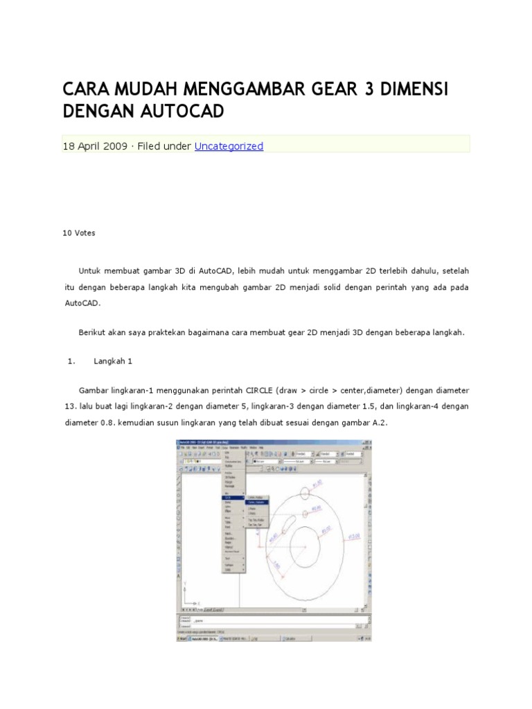 CARA MUDAH MENGGAMBAR GEAR 3 DIMENSI DENGANdoc