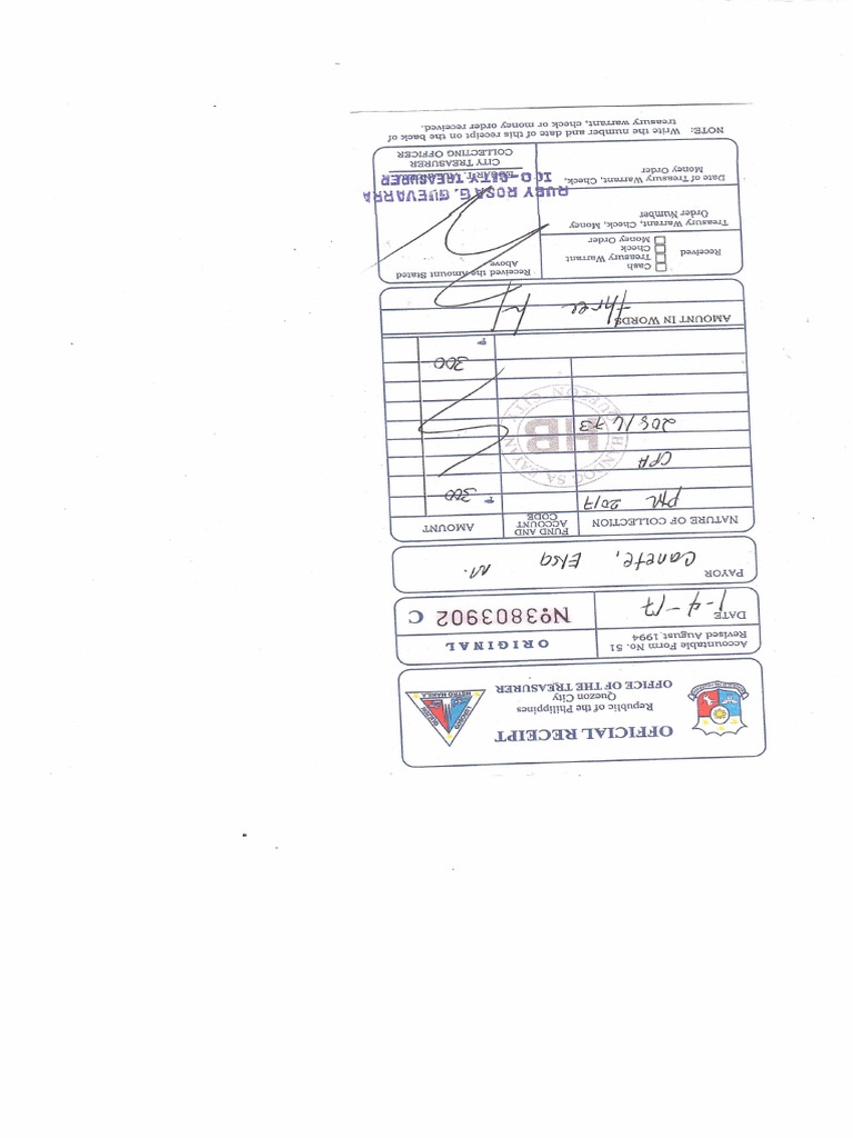 Professional Tax Receipt