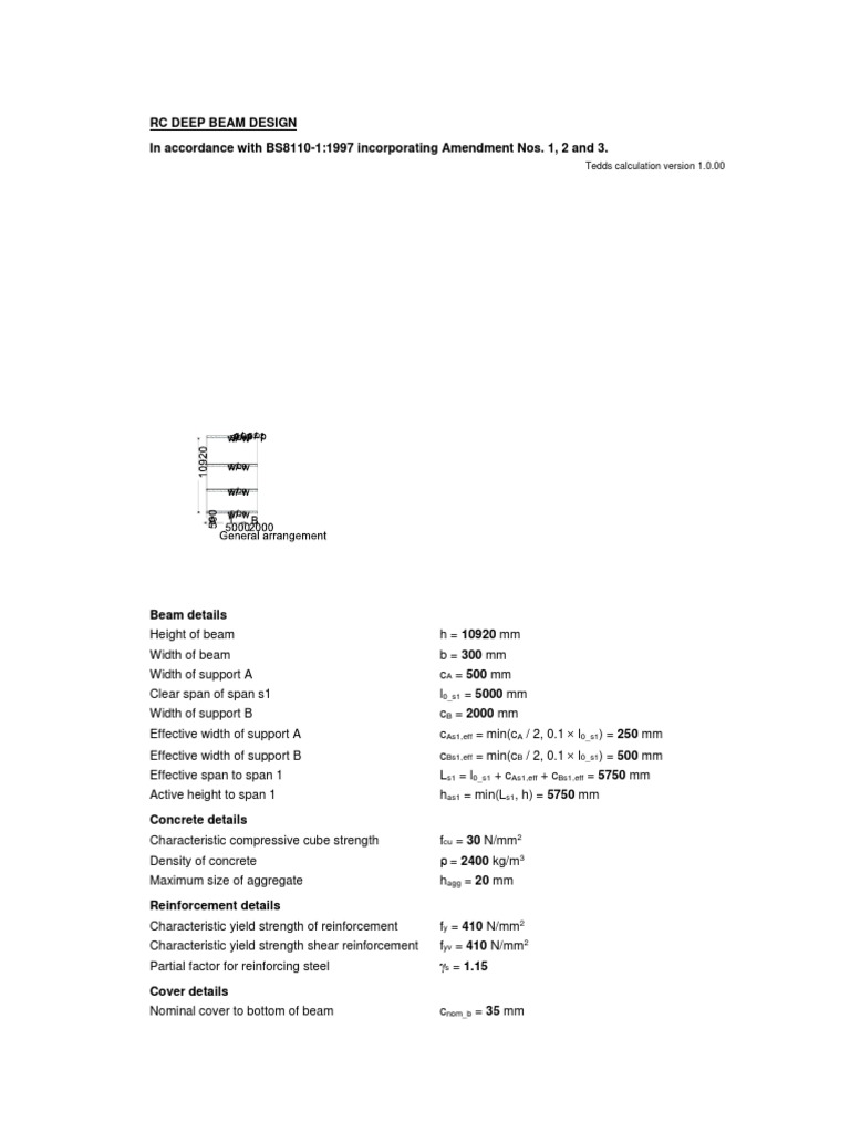 Deep Beam Design Analysis with Tedds | PDF | Beam (Structure) | Shear ...