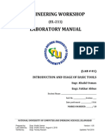 Engineering Workshop Laboratory Manual: (LAB # 01) Introduction and Usage of Basic Tools