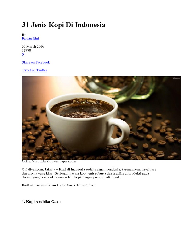 31 Jenis Kopi Di Indonesia docx 31 Jenis Kopi Di Indonesia docx
