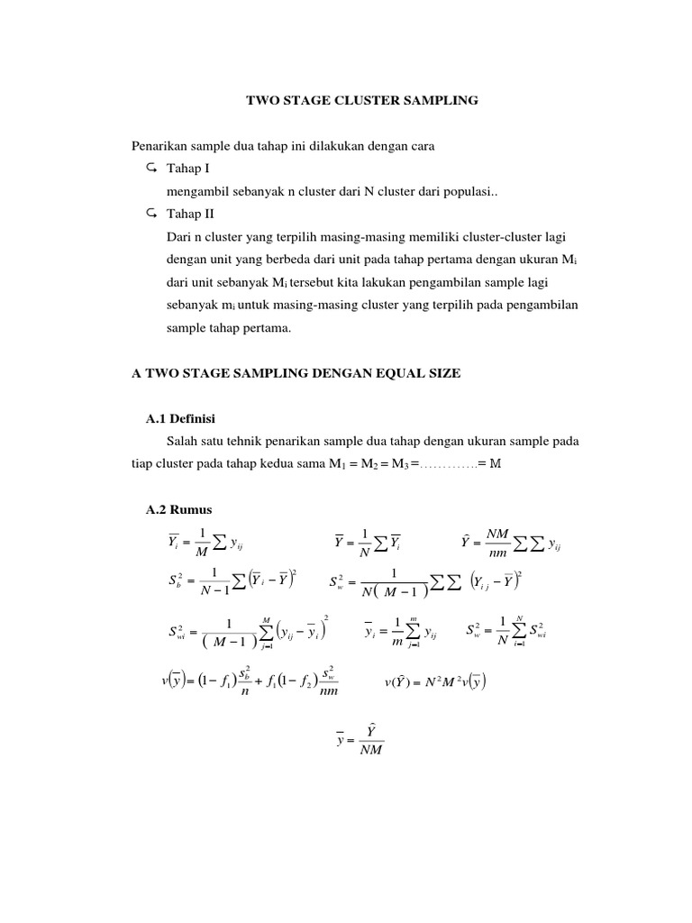 Two Stage Cluster Sampling | PDF