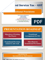 GST Transitional provision - Sec 139, 140, 141, and 142