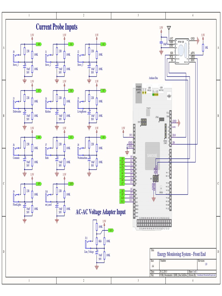 Energy Monitor System ARDUINO Circuit Diagram