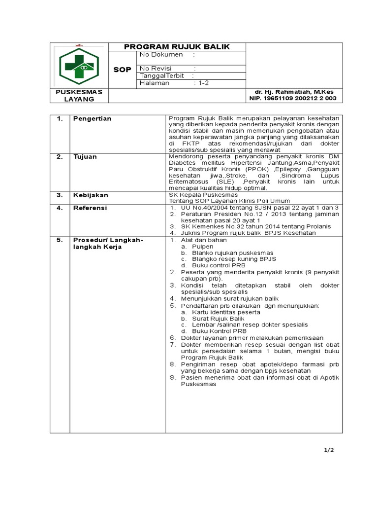 Program Rujuk Balik untuk Penyakit Kronis | PDF | Kesehatan Holistik ...