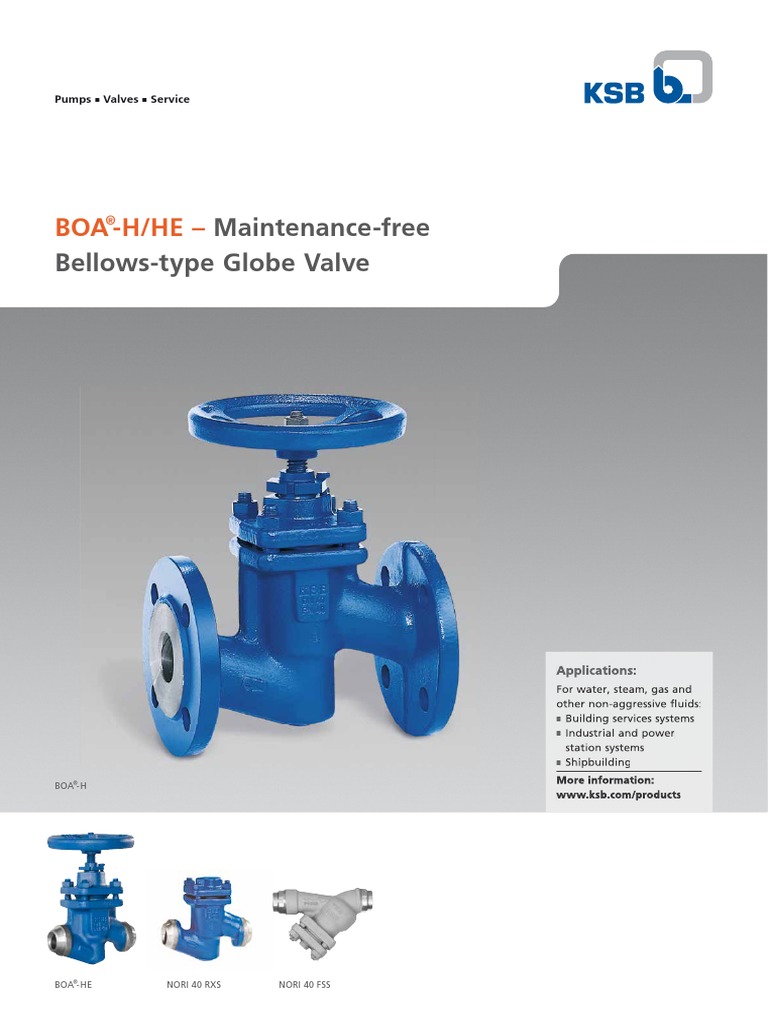 KSB GLOBE VALVES Valve Gases
