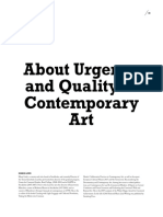 About Urgency and Quality in Contemporary Art