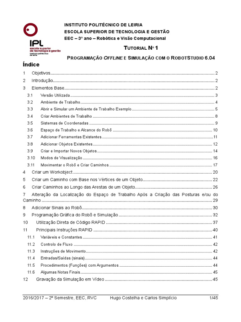 Tutorial RobotStudio 1 PT PDF PDF Rob Rob tica