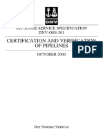 Certification and Verification of Pipelines: Offshore Service Specification DNV-OSS-301