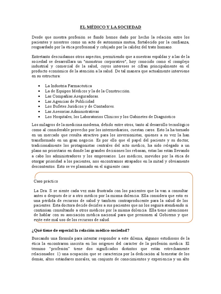 El Médico y La Sociedad PDF Medicina Sociedad