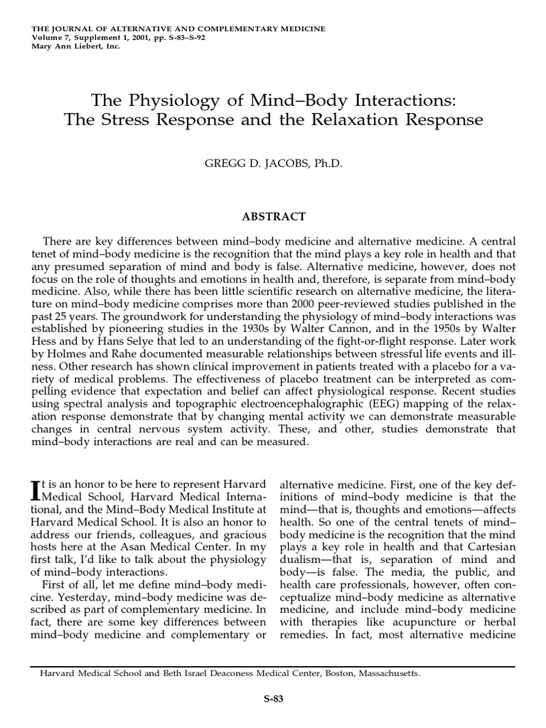 Mind Body Pdf Relaxation Psychology Placebo