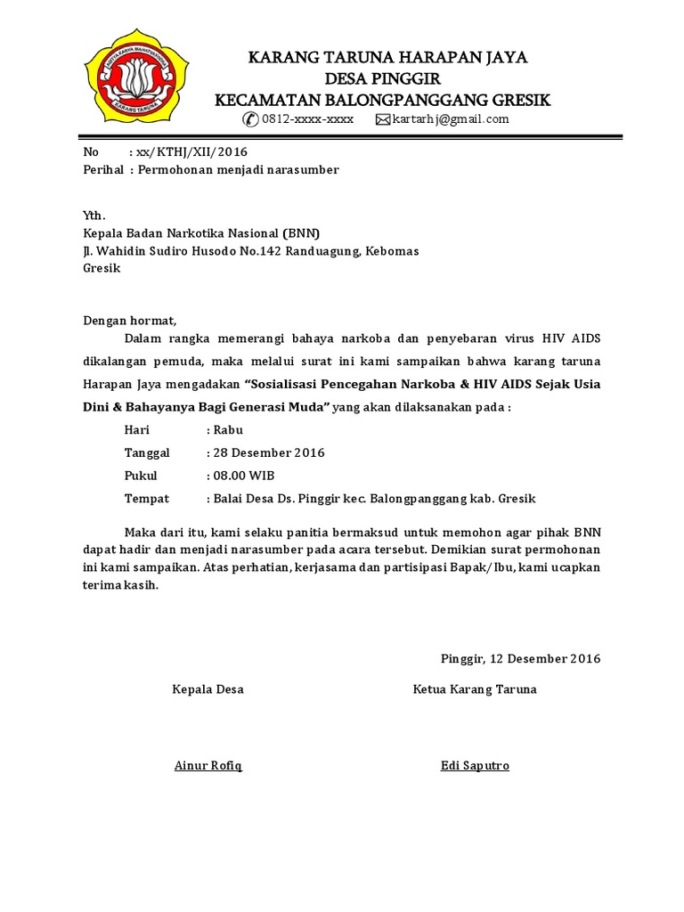 Surat Permohonan Kerjasama Dengan Bnn Contoh Surat Permohonan Pinjaman Koperasi.