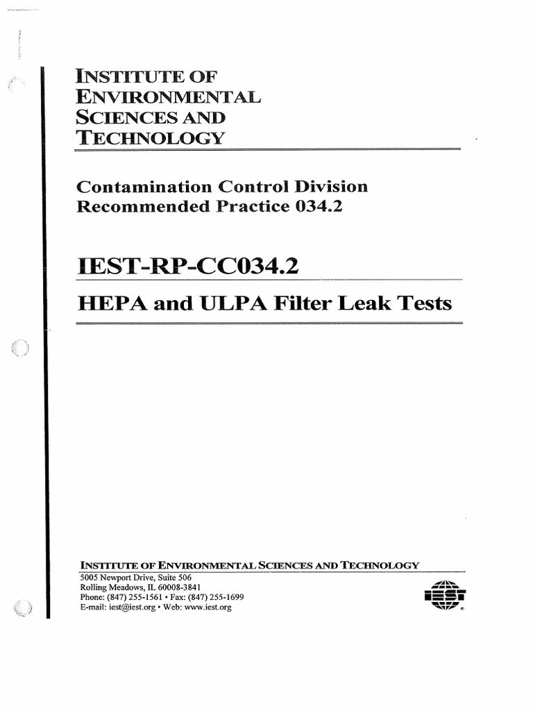 IESTRPCC034 2 Hepa Ulpa LeakTest Chemical Equipment Filtration