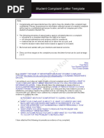 Student Complaint Letter Template PDF