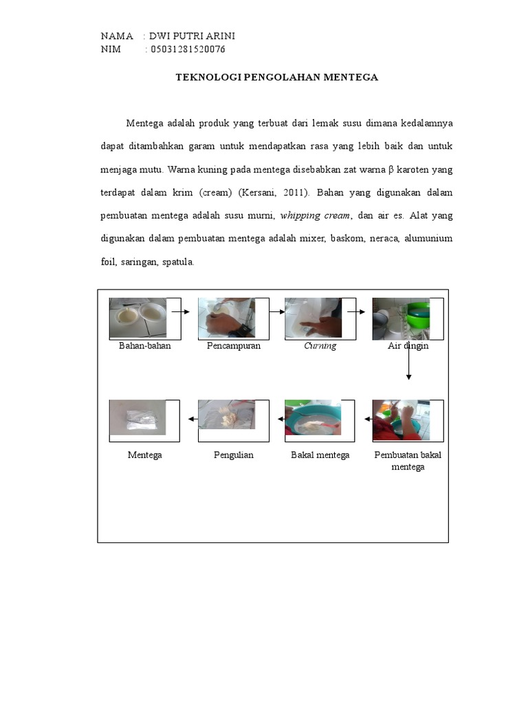 Teknologi Pengolahan Mentega: Bahan-bahan Air dingin ...