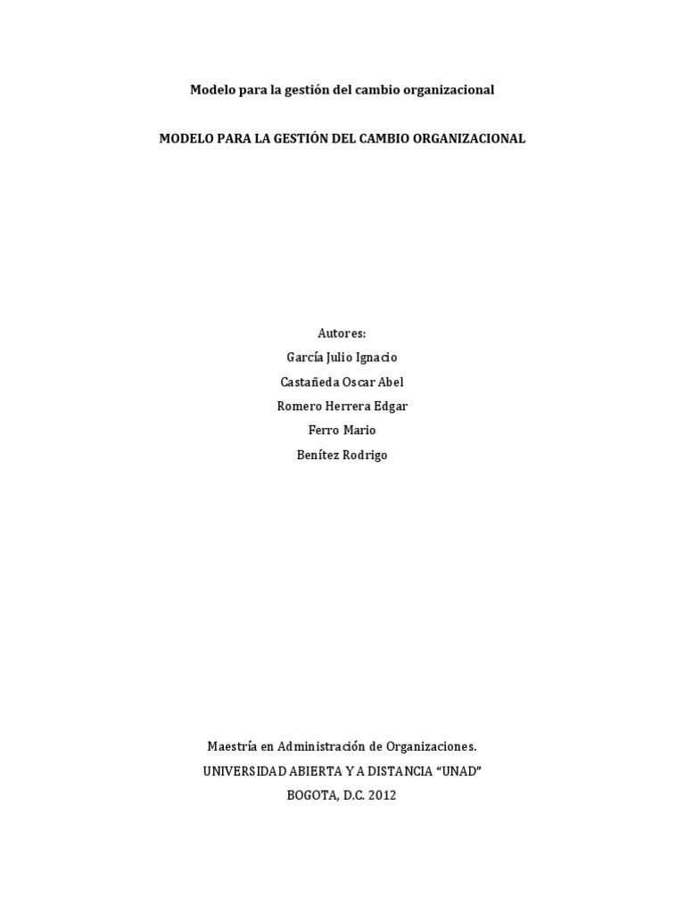 Modelo Para La Gestion Del Cambio Organizacional Pdf Gestión Del