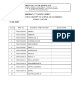 Workshop STUDENT Attendance Sheet