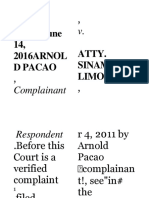 A.C. No. 11246, June 14, 2016ARNOL D Pacao Atty. Sinamar Limos