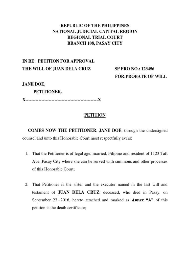 petition-for-probate-of-a-will-will-and-testament-probate