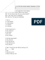 Choose Either A, B, C, or D For The Correct Answer. Questions 1 - 3 Are Based On The Dialogue