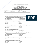 Soal Uas Penjas Semester 1 SMP Kelas Ix