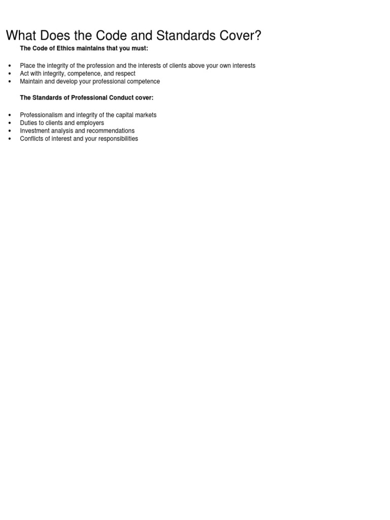 Code of Ethics and Professional Standards | PDF | Business