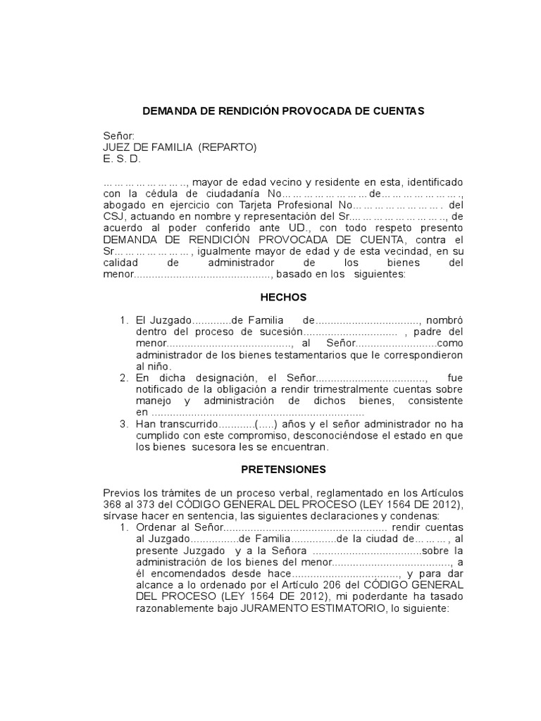 Rendicion Provocada de Cuentas | PDF | Demanda judicial | Virtud