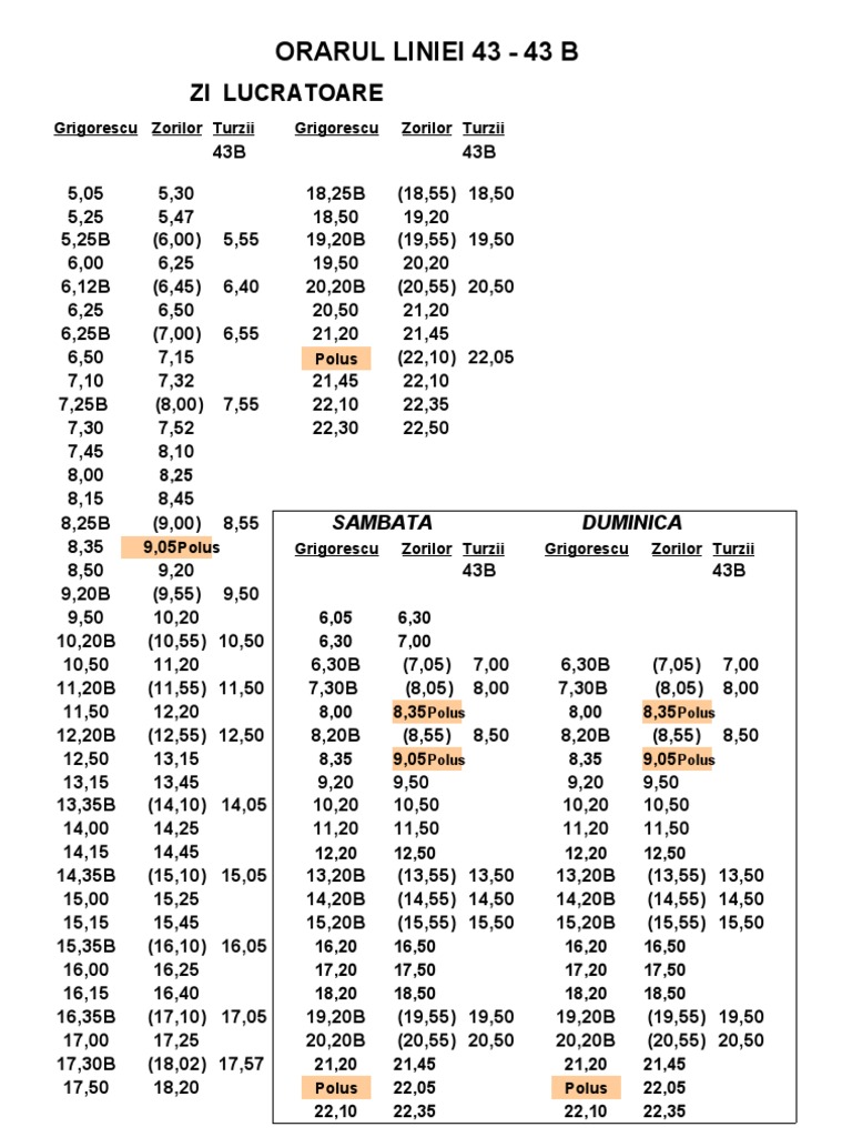 Orar 43 Ratuc Cluj PDF