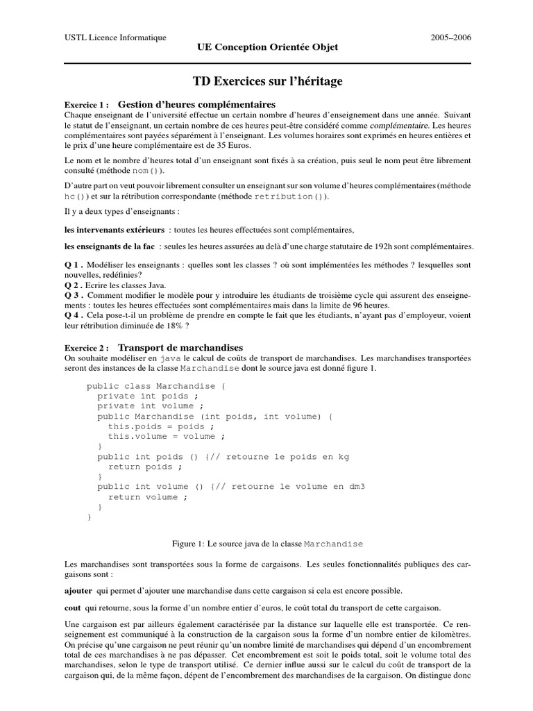 Modélisation Java : Enseignants et Cargaisons | PDF | Java (Langage de ...