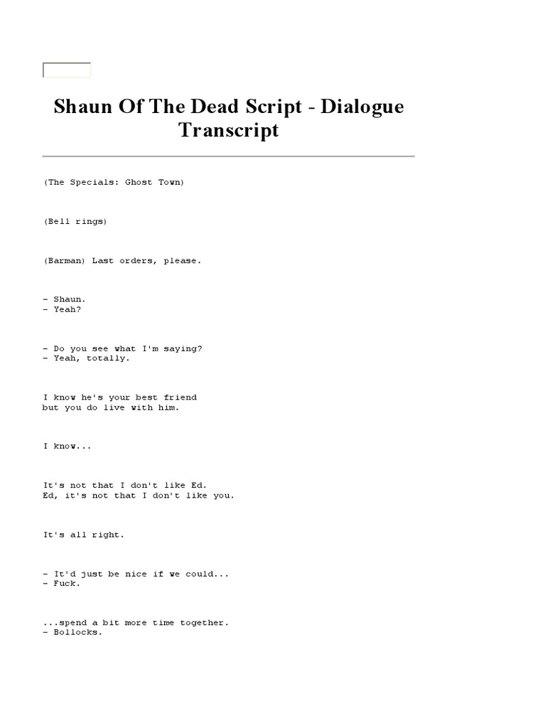 Shaun of The Dead Script PDF