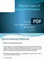 Different Types of Observational Techniques: Presented To: Prof. Lopamudra Ghosh Ibs Mumbai 14-Jul'10