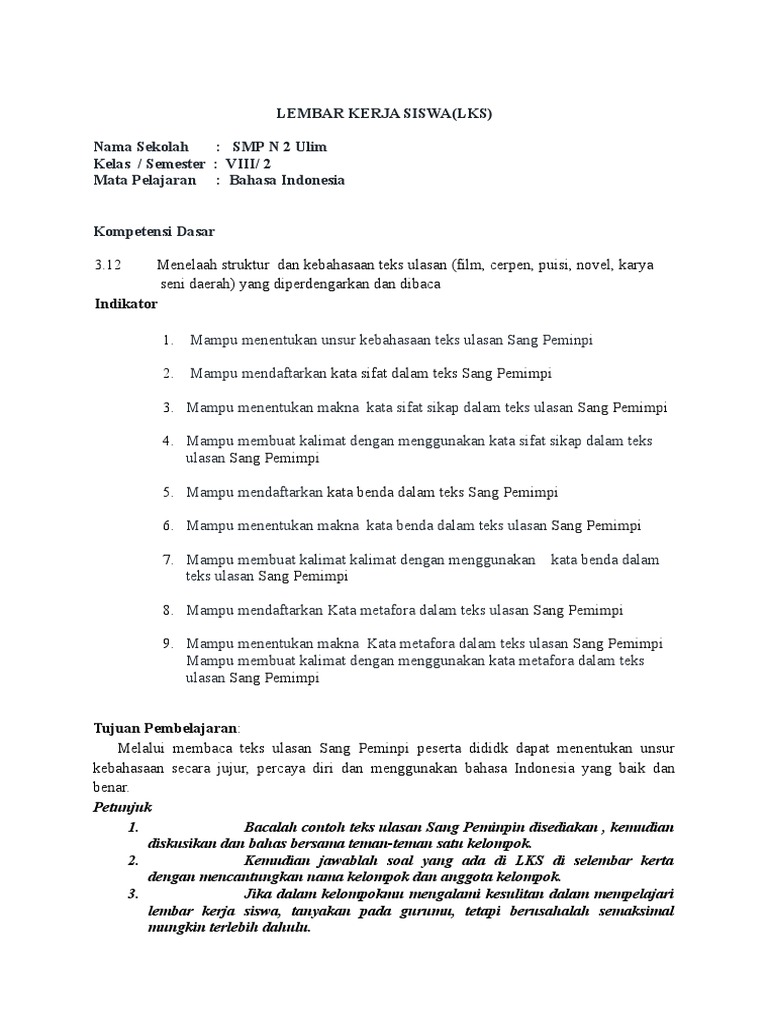 Lembar Kerja Siswa
