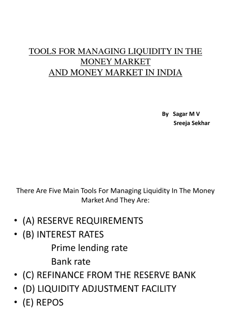 Liquidity Management Tools in India | PDF | Repurchase Agreement ...