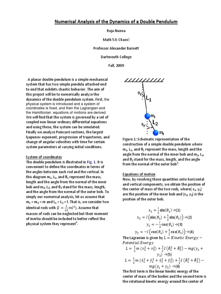 Double Pendulum Chaos PDF PDF Chaos Theory Lagrangian Mechanics